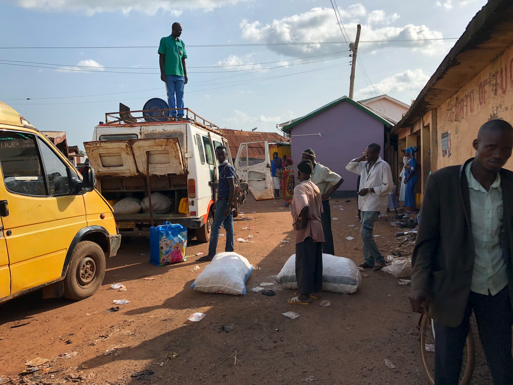 people in a bus station in africa