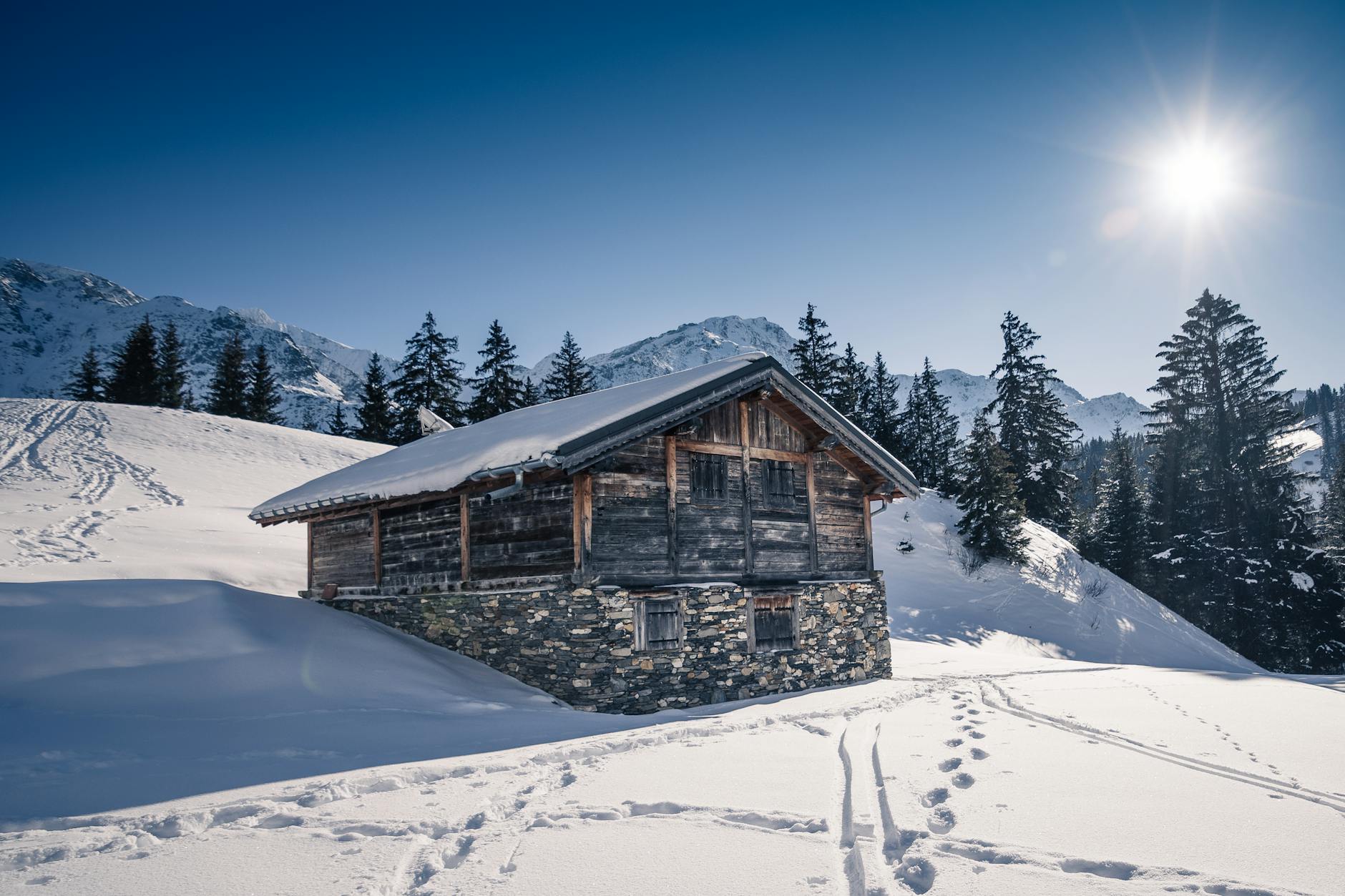 house on snow covered ground